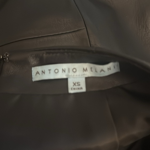 Antonio Melani Black Leather Bow Wrap Style Mini Pencil Skirt Size XS Work Party - Picture 8 of 9